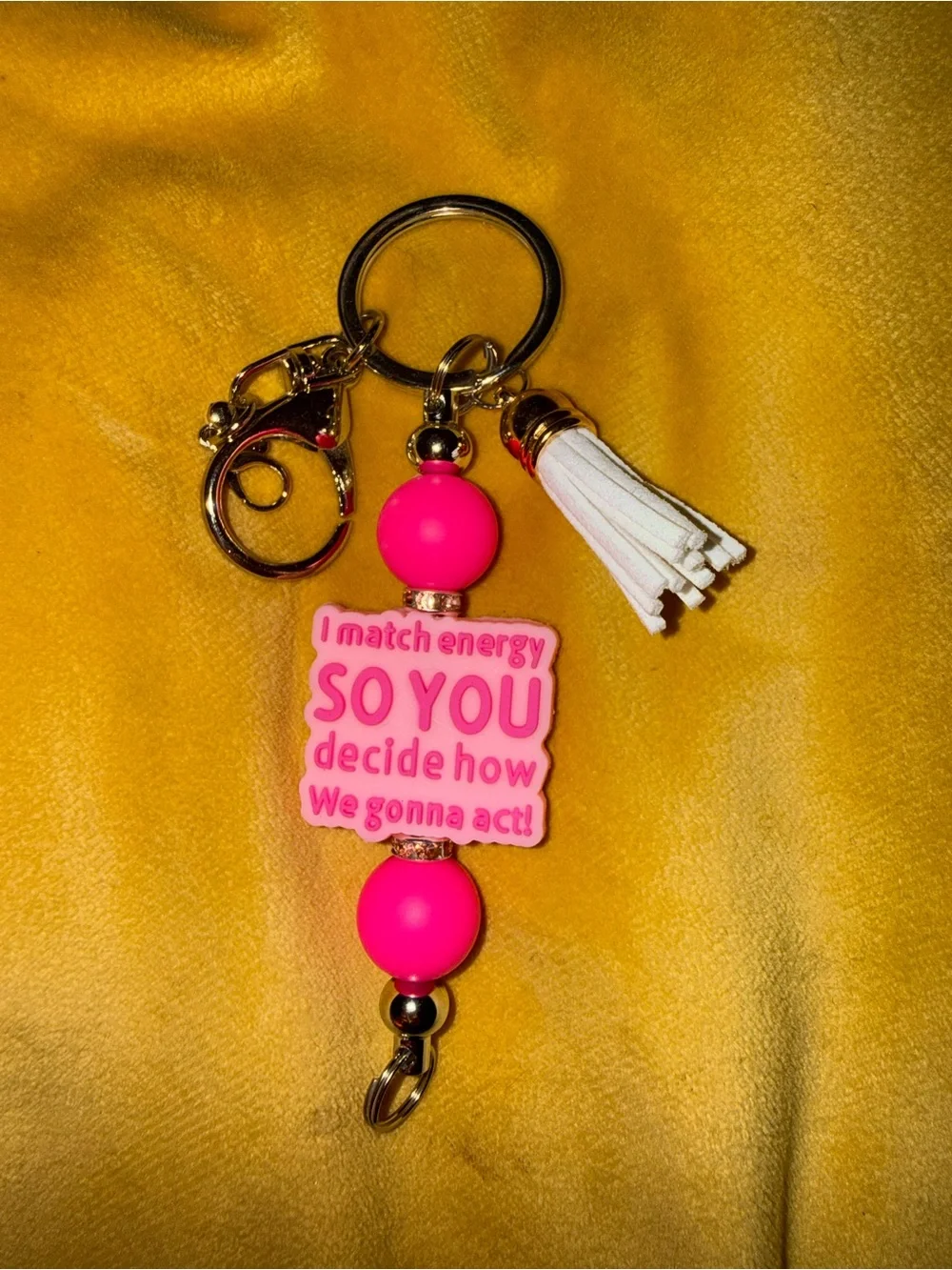 Pink Motivational Tassel Key & Card Holder Charm